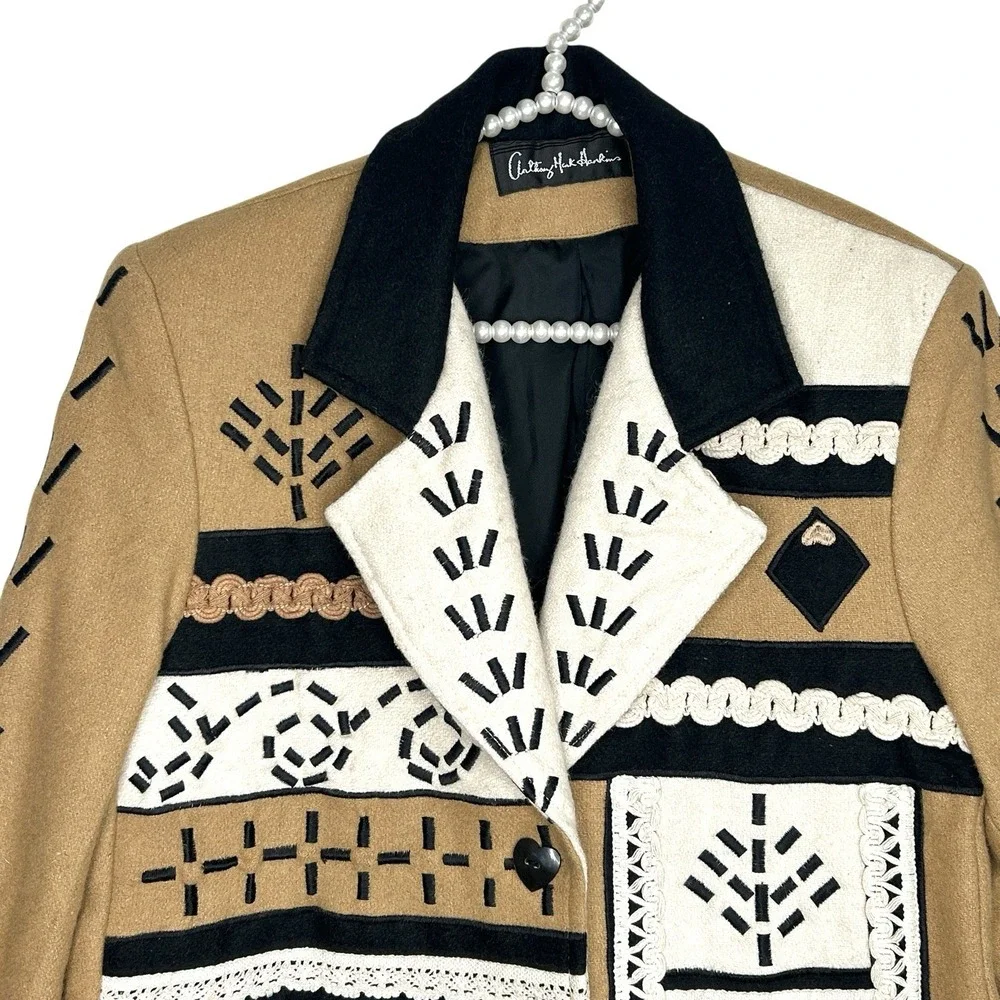 Vintage Anthony Mark Hankins Wool Indie Boho Coat M Y2k Art To Wear Embroidered‎